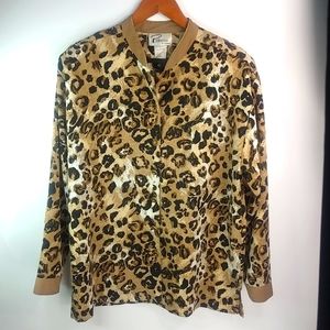 Popovitch L Mob Wife Vintage Knit Golden Leopard Long Jacket
